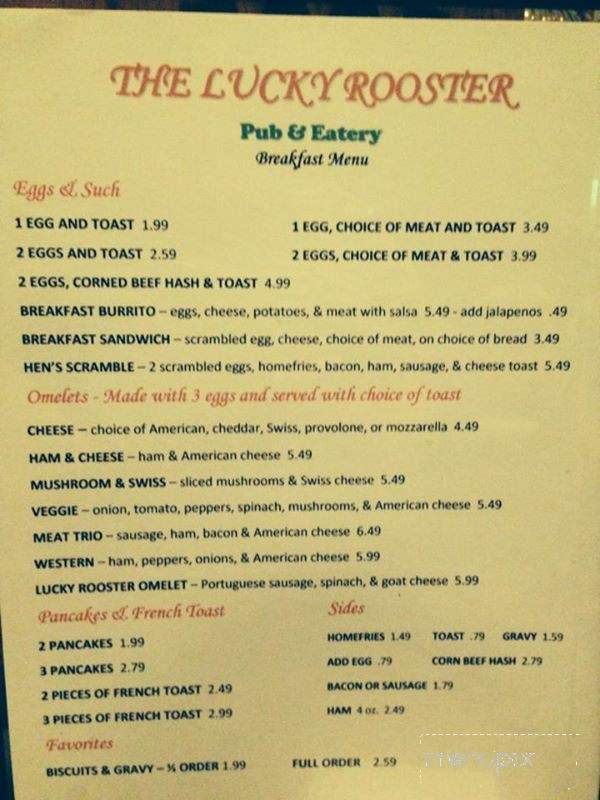 Lucky Rooster Pub & Eatery - Saint Jacob, IL menu_pic