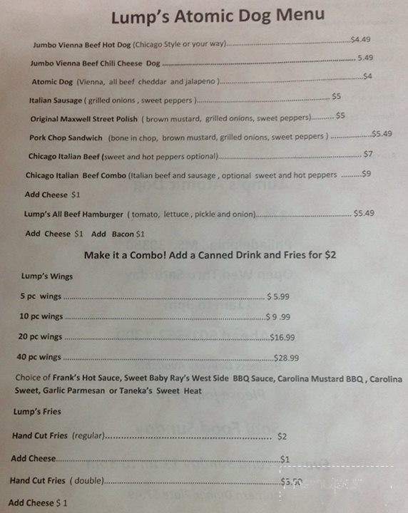 Lump's Atomic Dog - Philadelphia, MS menu_pic