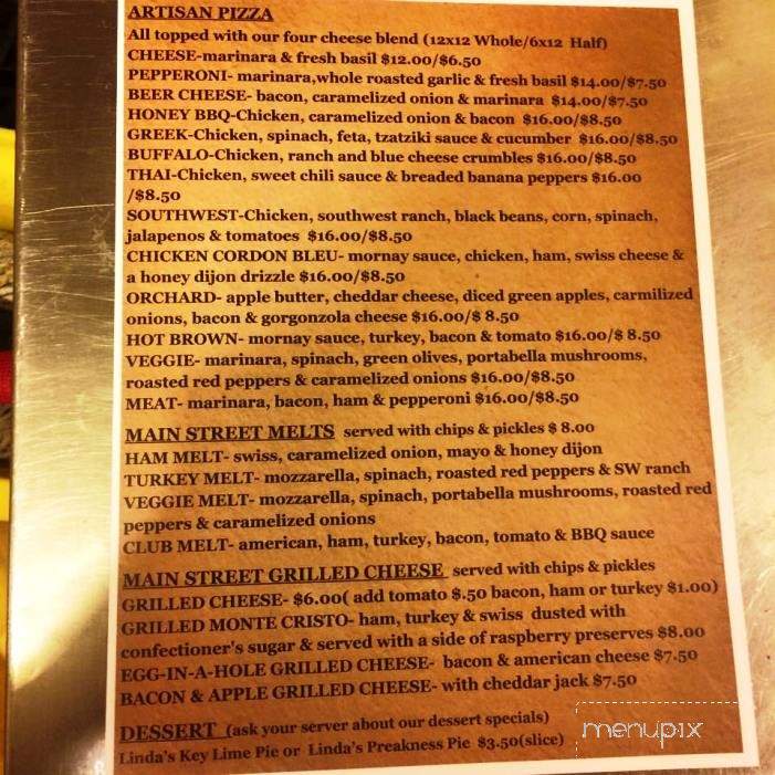 Main Street Bourbon and Ale House - La Grange, KY menu_pic