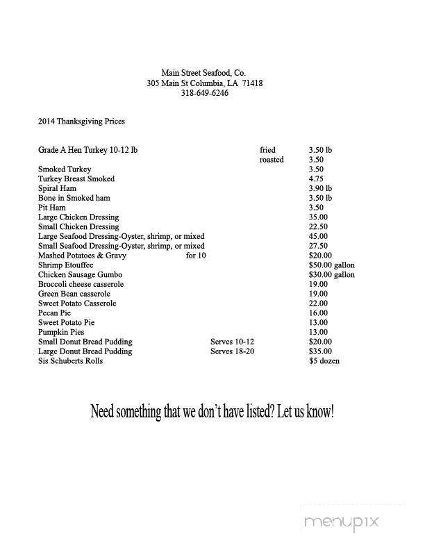 Main Street Seafood - Columbia, LA menu_pic