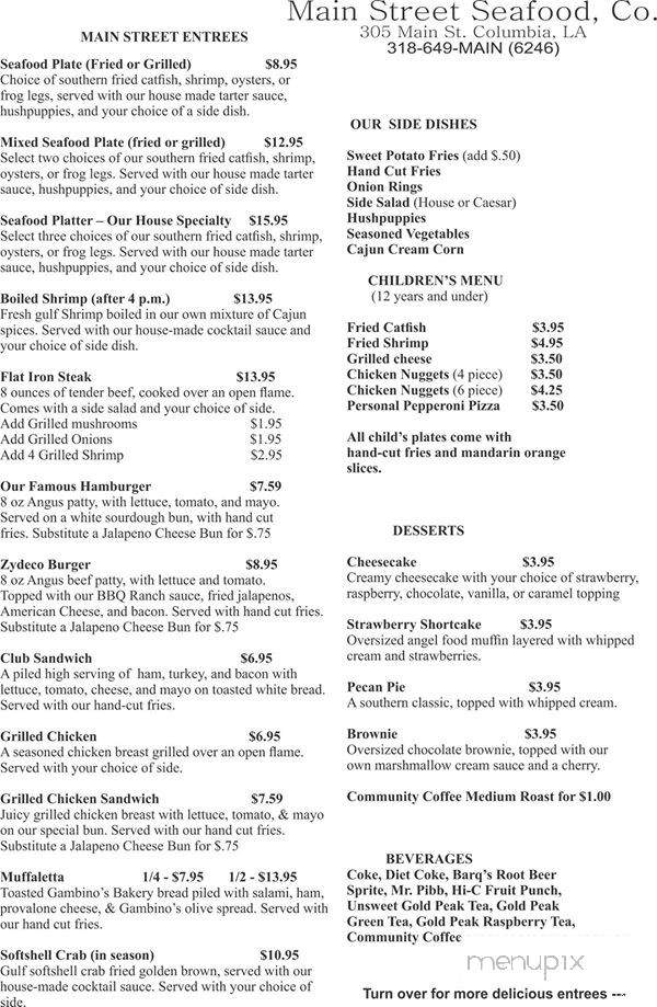 Main Street Seafood - Columbia, LA menu_pic