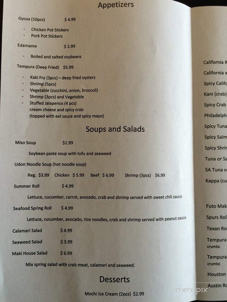 Maki House Sushi - San Antonio, TX menu_pic
