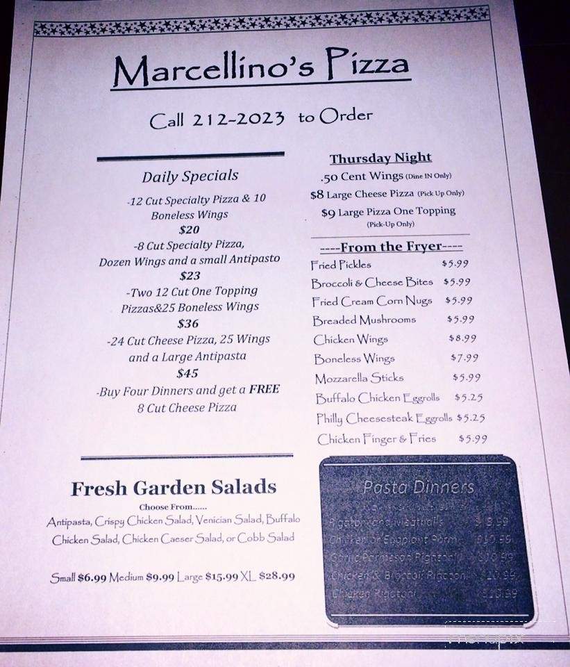Marcellino's Pizza - Amsterdam, NY menu_pic