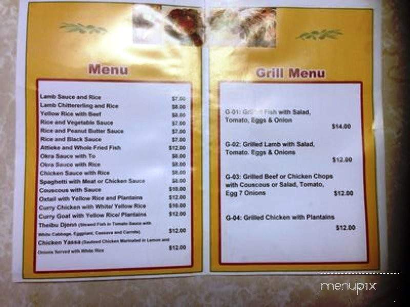 Mariama Restaurant - Harrisburg, PA menu_pic