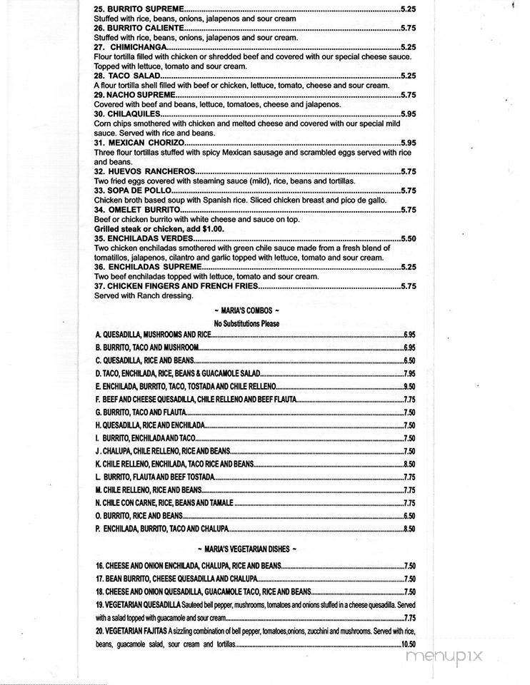 Maria's Cantina - Prattville, AL menu_pic