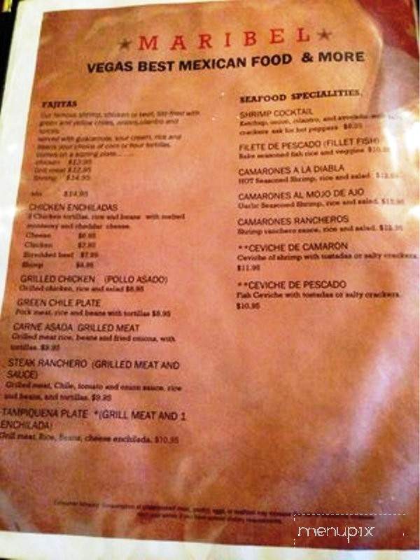 Maribel Mexican Food & More - Las Vegas, NV menu_pic