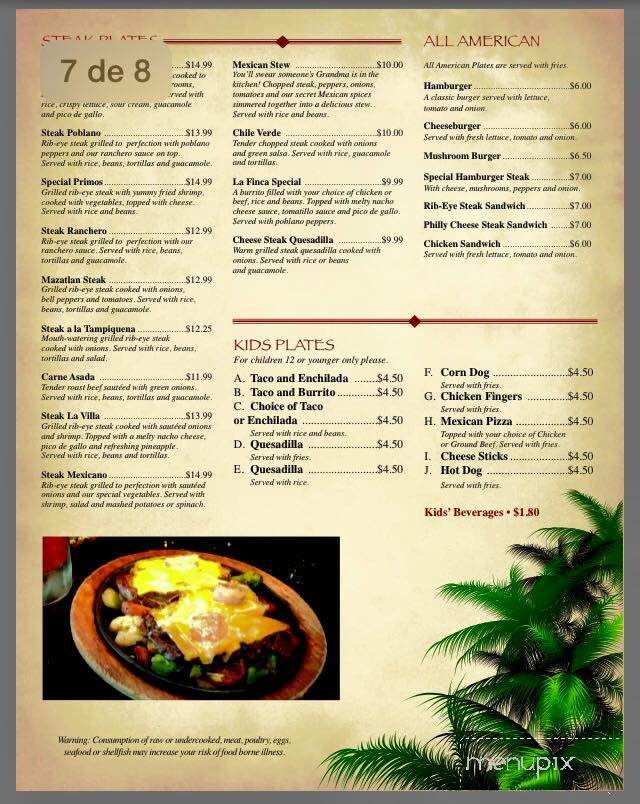 Mazatlan Mexican Restaruant - Oconomowoc, WI menu_pic