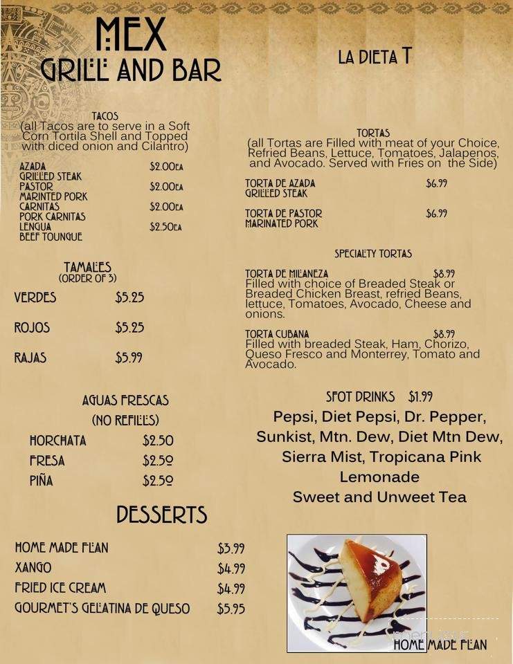 Mex Grill and Bar - Wilson, NC menu_pic