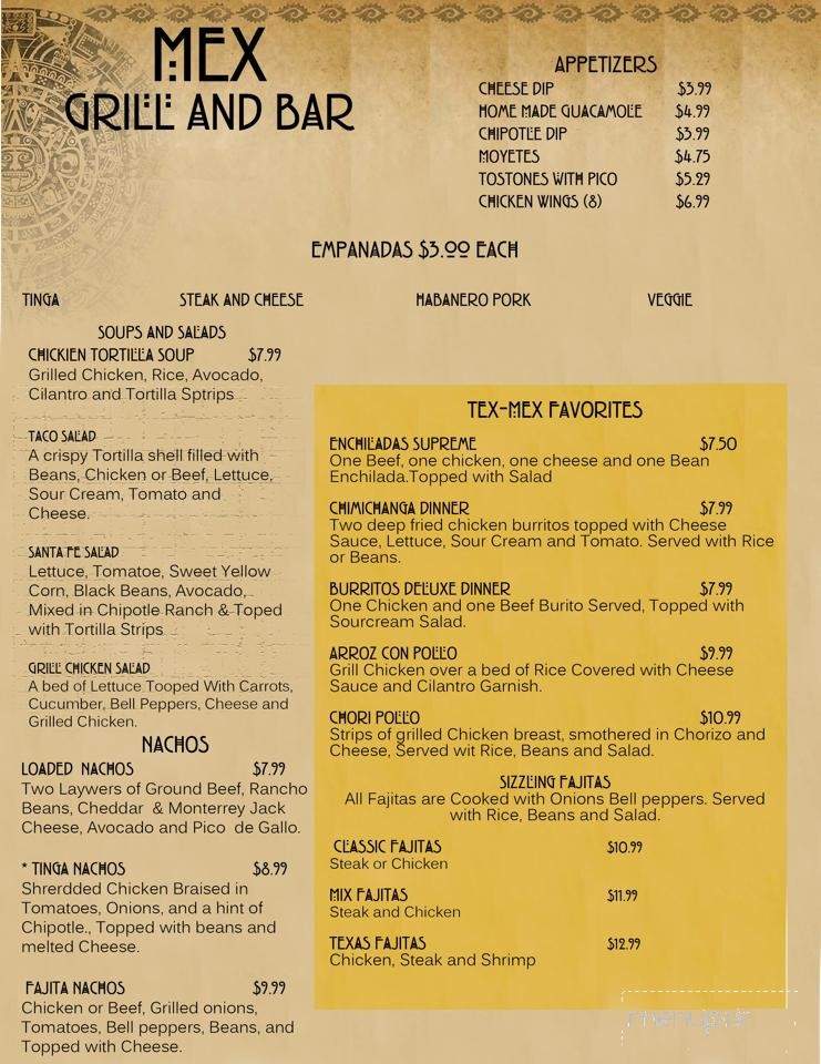 Mex Grill and Bar - Wilson, NC menu_pic