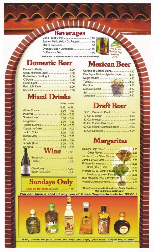 Mezcal Mexican Bar and Grill - Dewitt, IA menu_pic