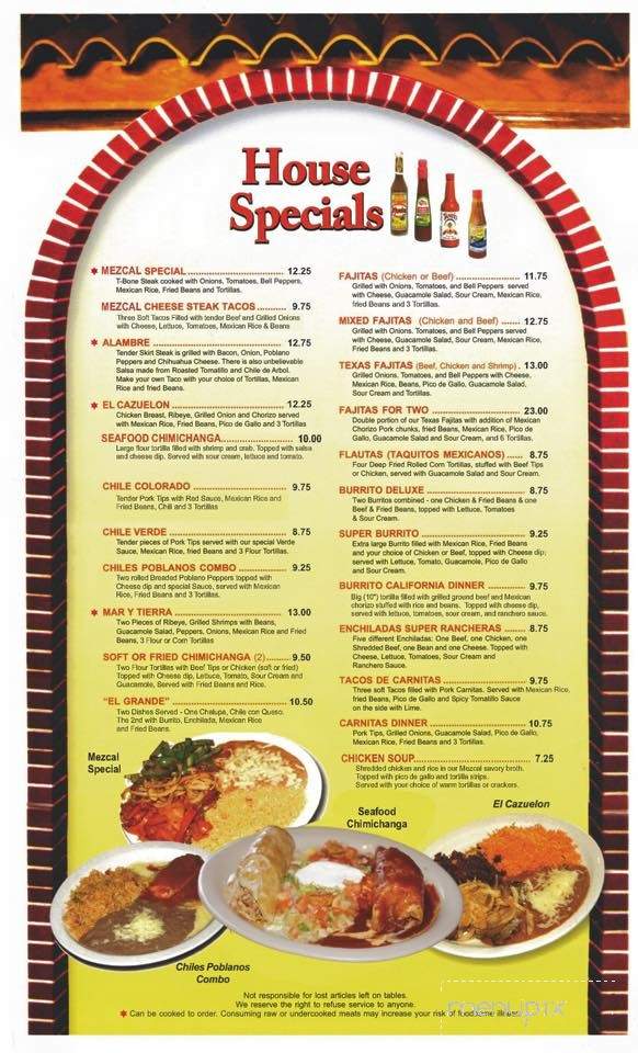 Mezcal Mexican Bar and Grill - Dewitt, IA menu_pic