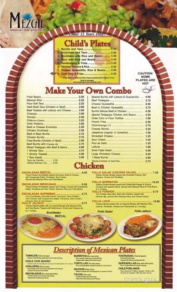 Mezcal Mexican Bar and Grill - Dewitt, IA menu_pic