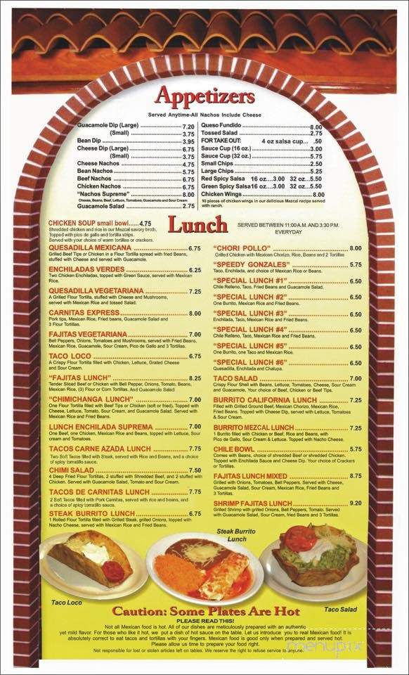 Mezcal Mexican Bar and Grill - Dewitt, IA menu_pic