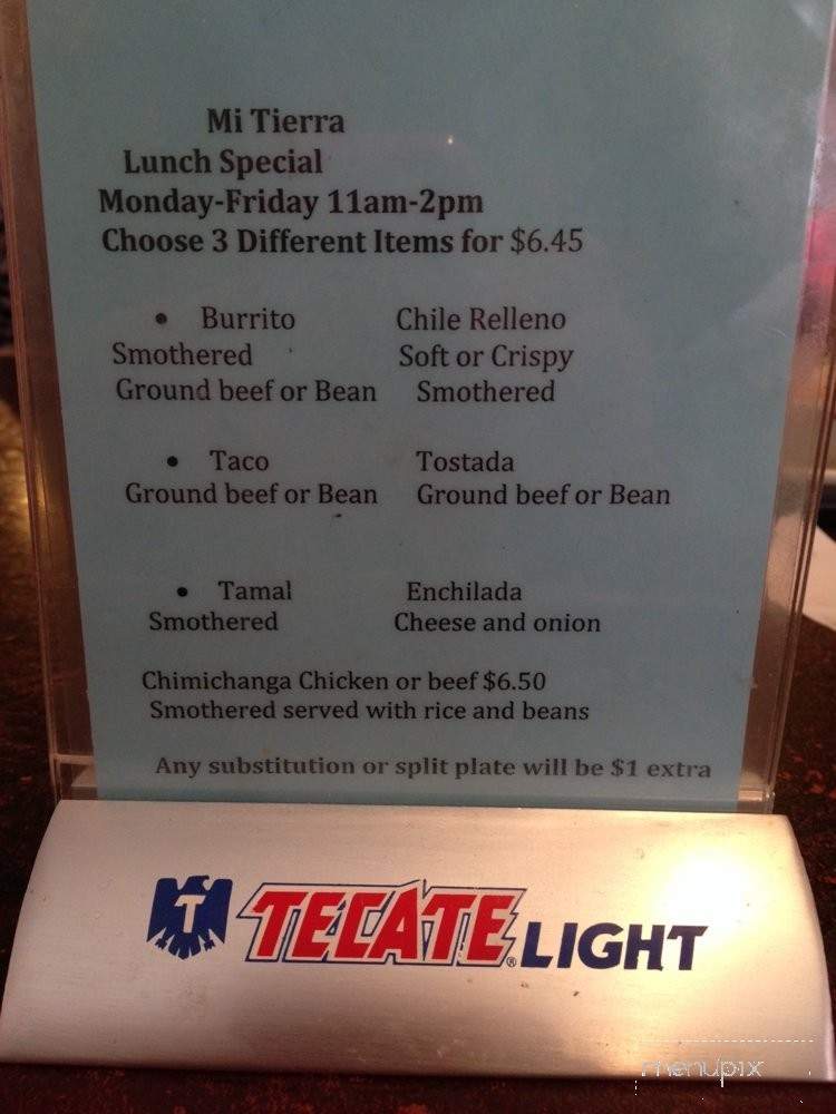 Mi Tierra Mexican Restaurant #2 - Denver, CO menu_pic