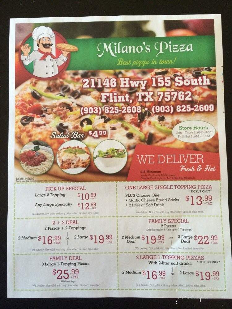 Milano's Pizza - Bullard, TX menu_pic