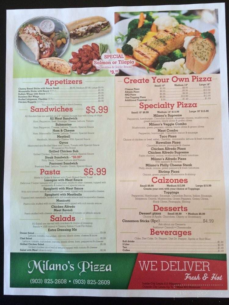 Milano's Pizza - Bullard, TX menu_pic