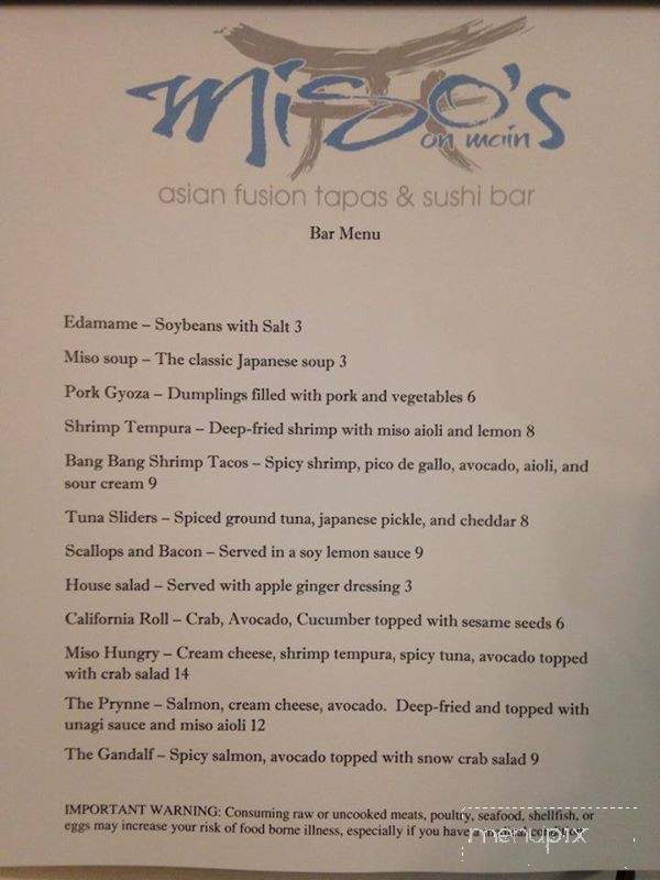 Miso's On Main - Greenville, SC menu_pic