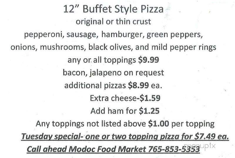 Modoc Food Market and Cafe - Modoc, IN menu_pic