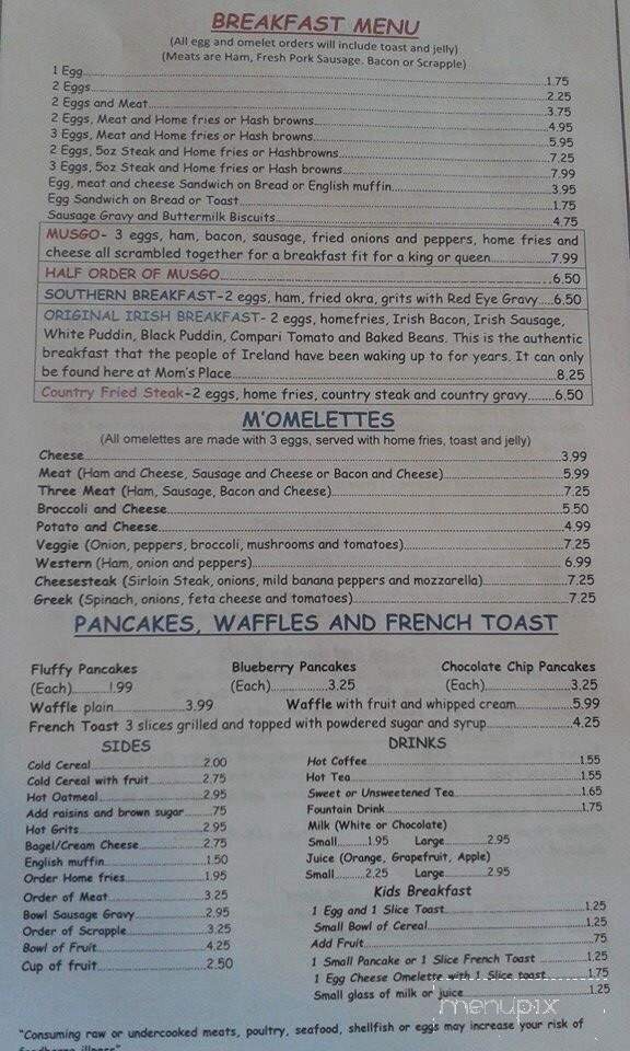 Mom's Place - Altoona, PA menu_pic