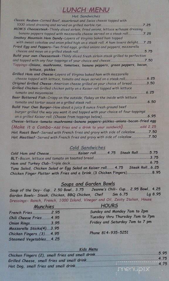 Mom's Place - Altoona, PA menu_pic