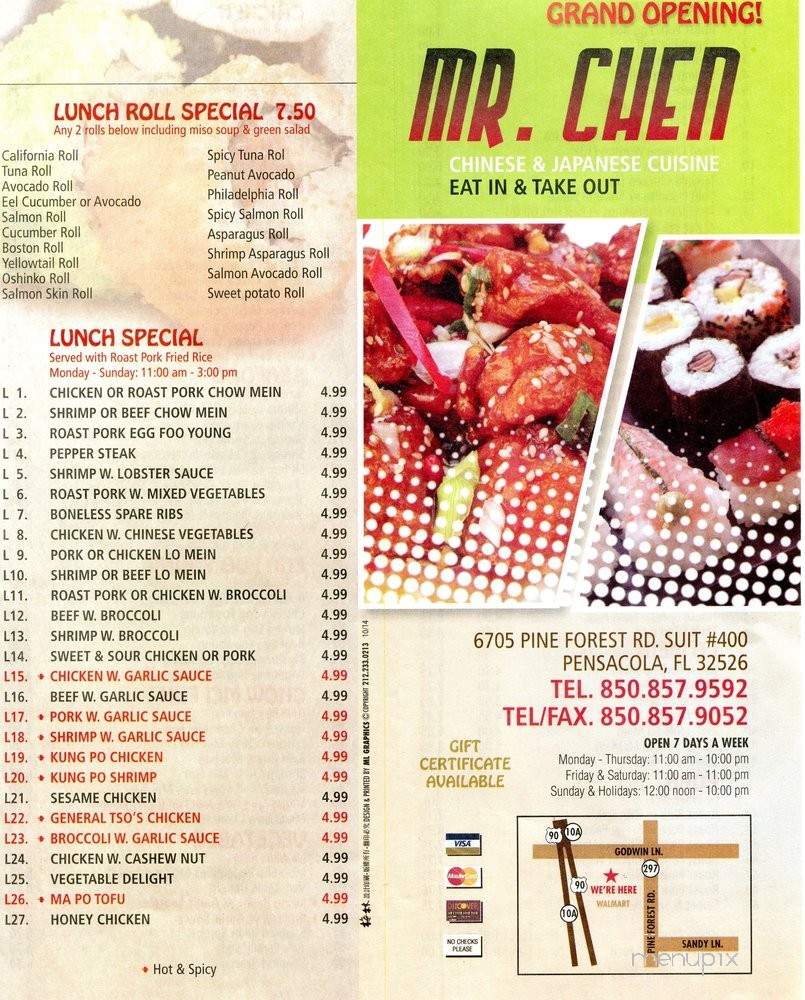 Mr. Chen - Pensacola, FL menu_pic