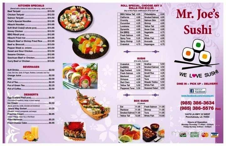 Mr. Joe's Sushi - Ponchatoula, LA menu_pic