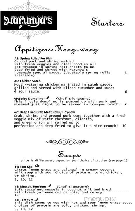 Narunya's - Belton, TX menu_pic