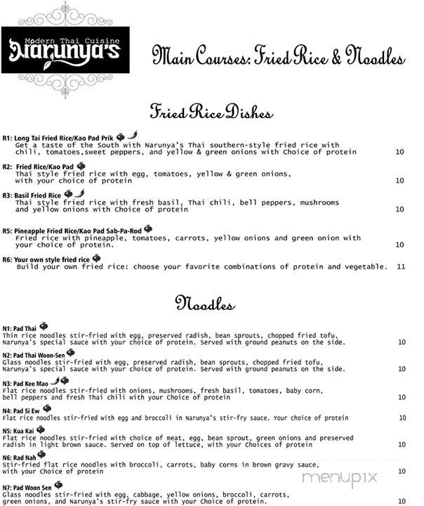 Narunya's - Belton, TX menu_pic
