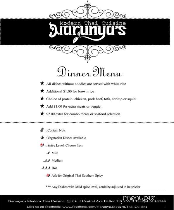 Narunya's - Belton, TX menu_pic