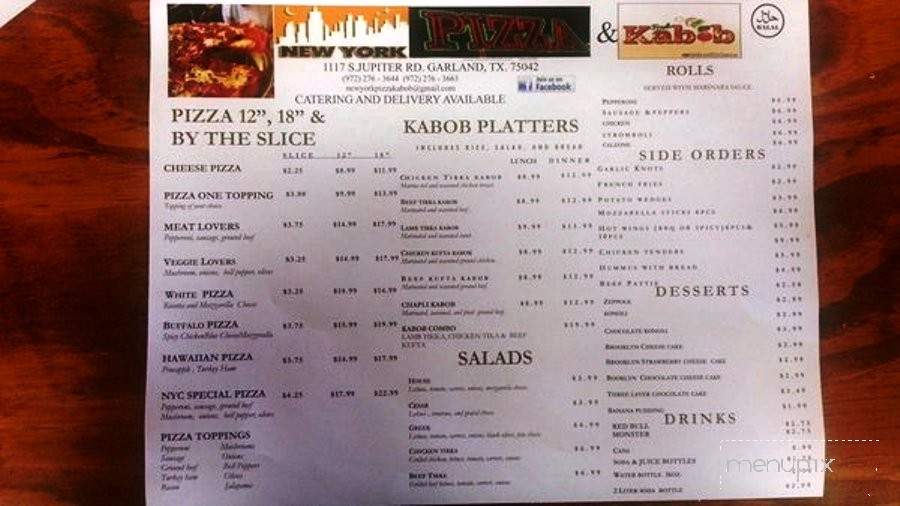 New York Pizza and Kabob - Garland, TX menu_pic