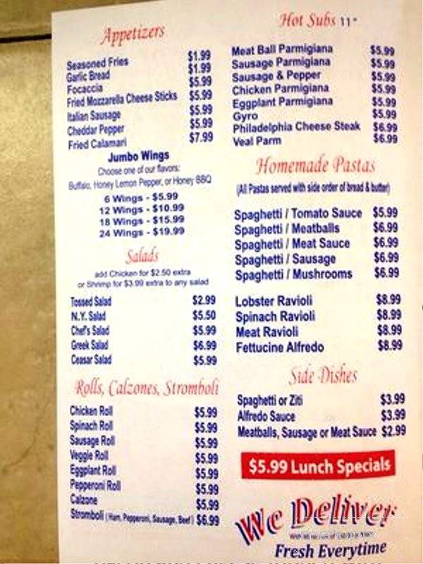 New York Pizza and Pasta - Benbrook, TX menu_pic