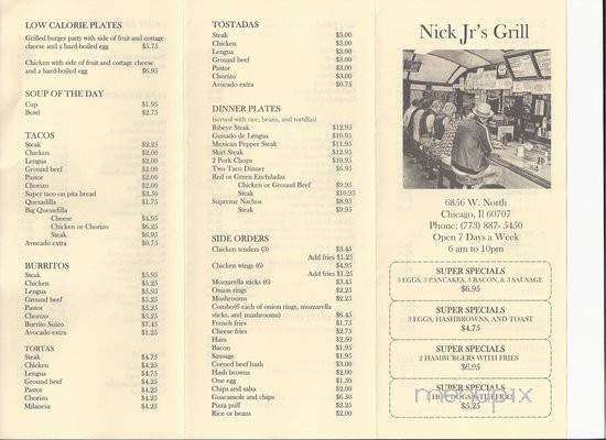 Nick Jr's Grill - Chicago, IL menu_pic