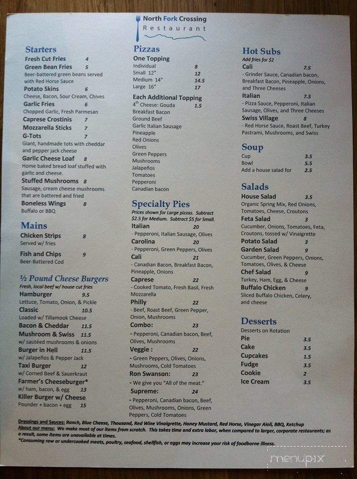 North Fork Crossing - Lyons, OR menu_pic
