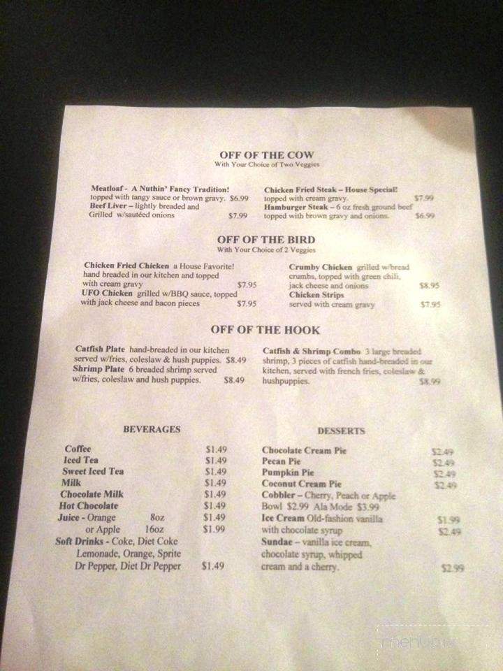 Nuthin' Fancy Cafe - Roswell, NM menu_pic