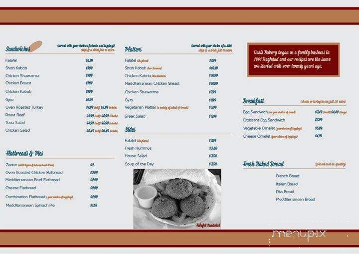 Oasis Bakery & Cafe - Lauderhill, FL menu_pic