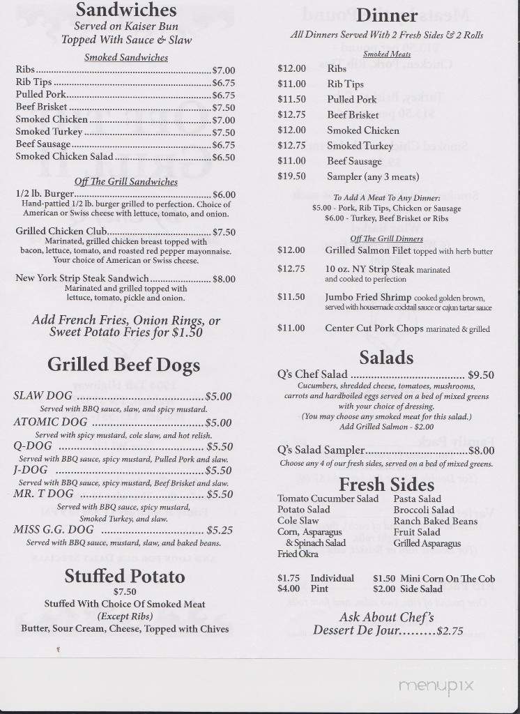 Off the Grill II - Signal Mountain, TN menu_pic