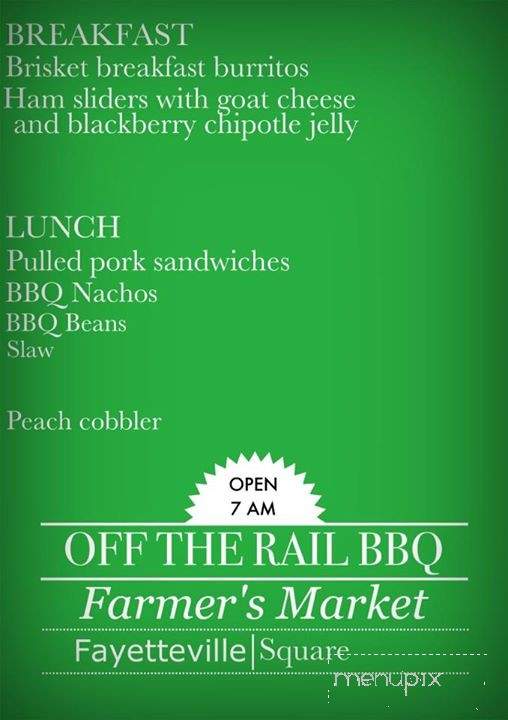 Off the Rail BBQ - Fayetteville, AR menu_pic