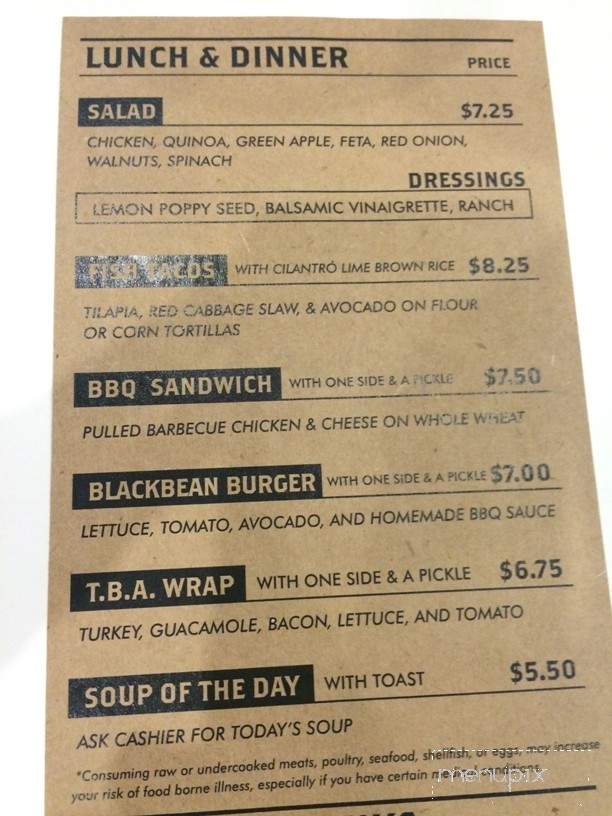 Organic Anchor Co. - Saint Augustine, FL menu_pic