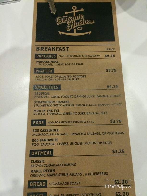 Organic Anchor Co. - Saint Augustine, FL menu_pic