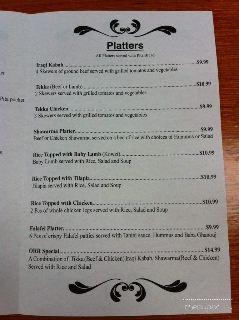 Orr Restaurant - Memphis, TN menu_pic