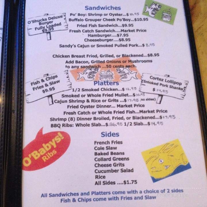 O'Shucks - Bradenton, FL menu_pic