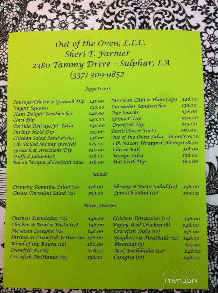 Out of the Oven - Sulphur, LA menu_pic