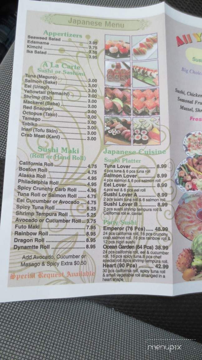 Pacific Fusion Buffet and Grill - Memphis, TN menu_pic