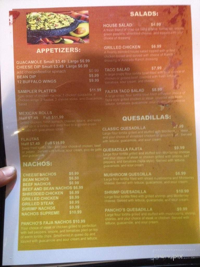 Pancho's Margaritas - Crystal City, MO menu_pic