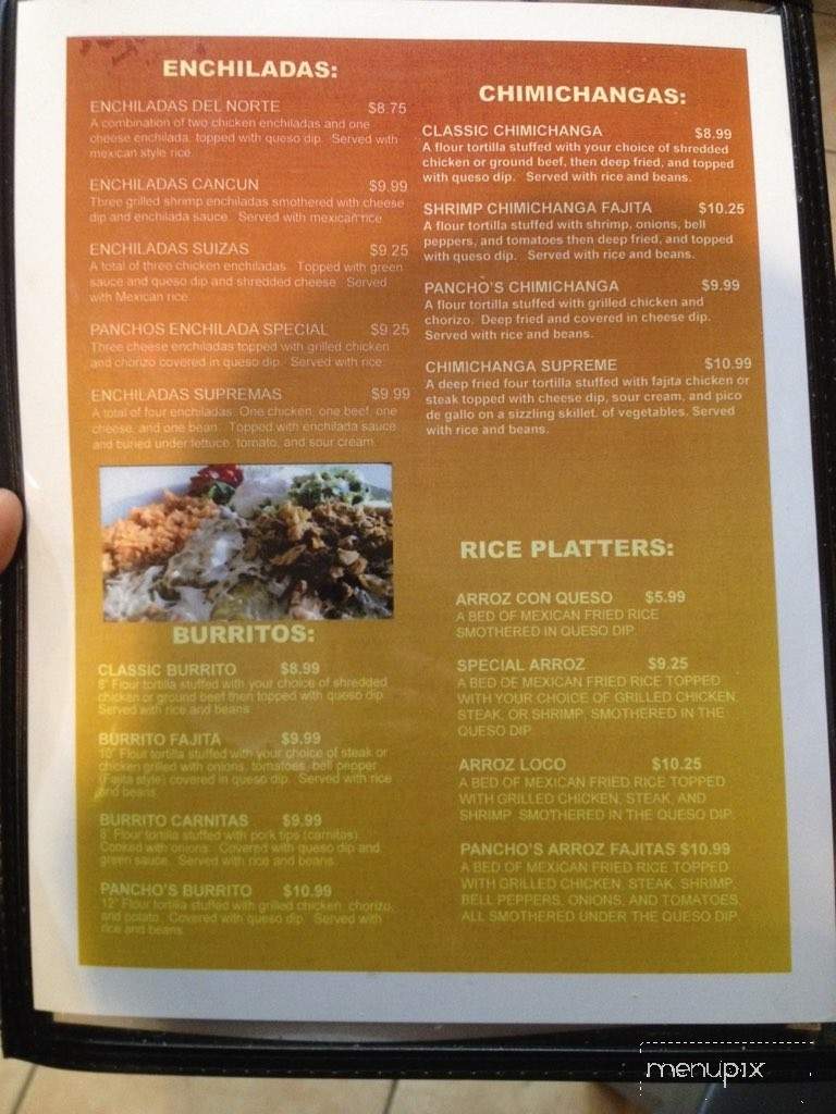 Pancho's Margaritas - Crystal City, MO menu_pic