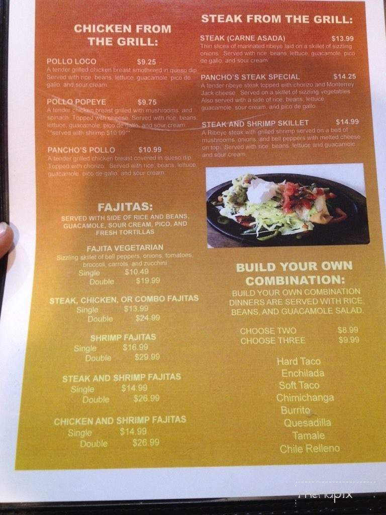 Pancho's Margaritas - Crystal City, MO menu_pic