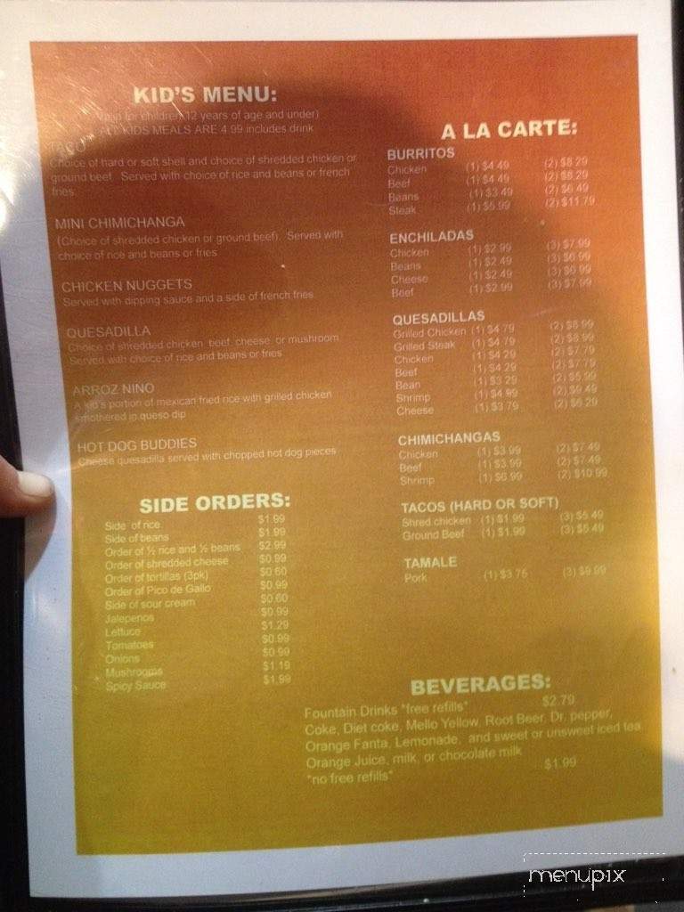 Pancho's Margaritas - Crystal City, MO menu_pic