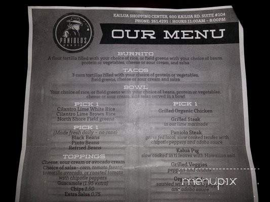Paniolos - Kailua, HI menu_pic