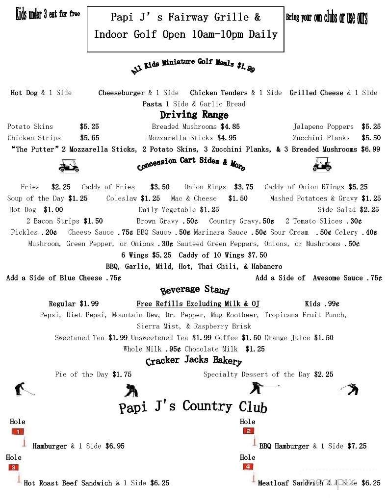 Papi J's Fairway Grille - Weirton, WV menu_pic