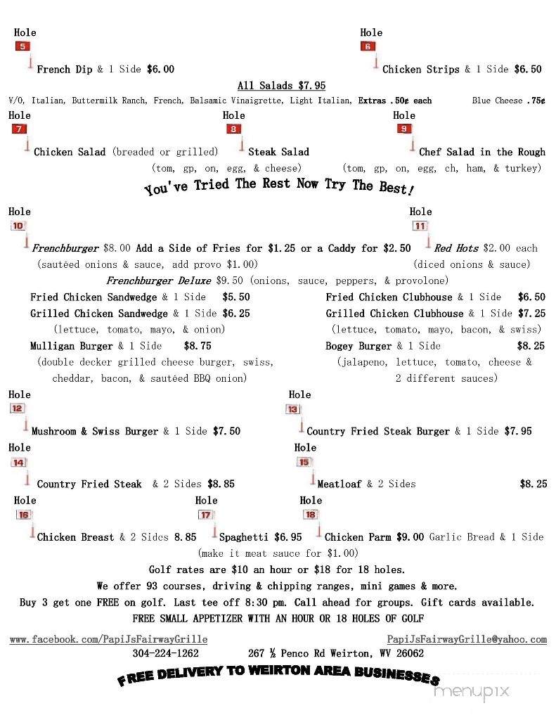 Papi J's Fairway Grille - Weirton, WV menu_pic